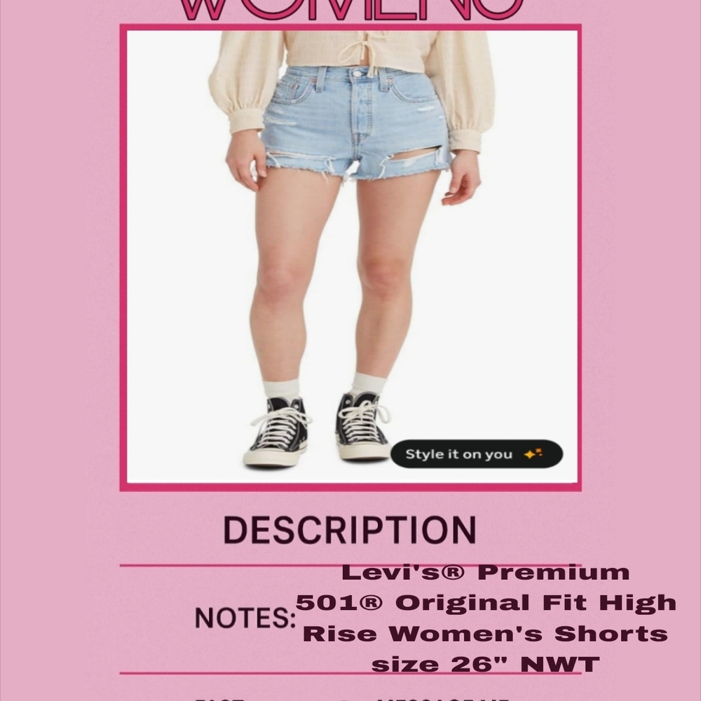 Levi's Women's Distressed Light Blue High Waist Shorts